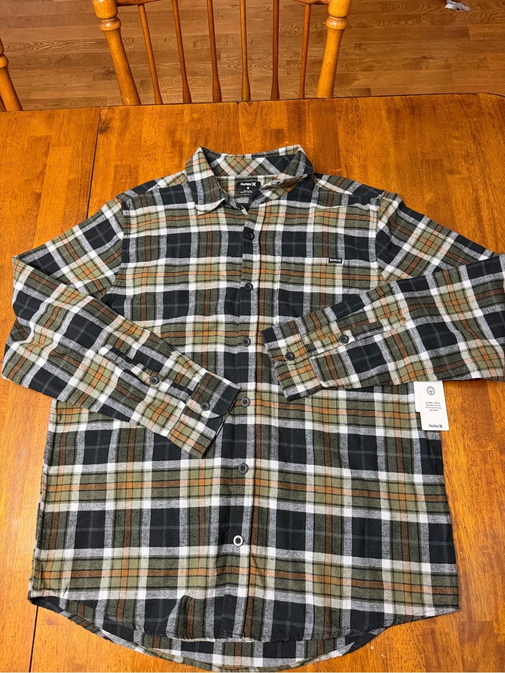 Brand New HURLEY Organic Cotton Flannel Men’s Long Sleeve Shirt Size Medium